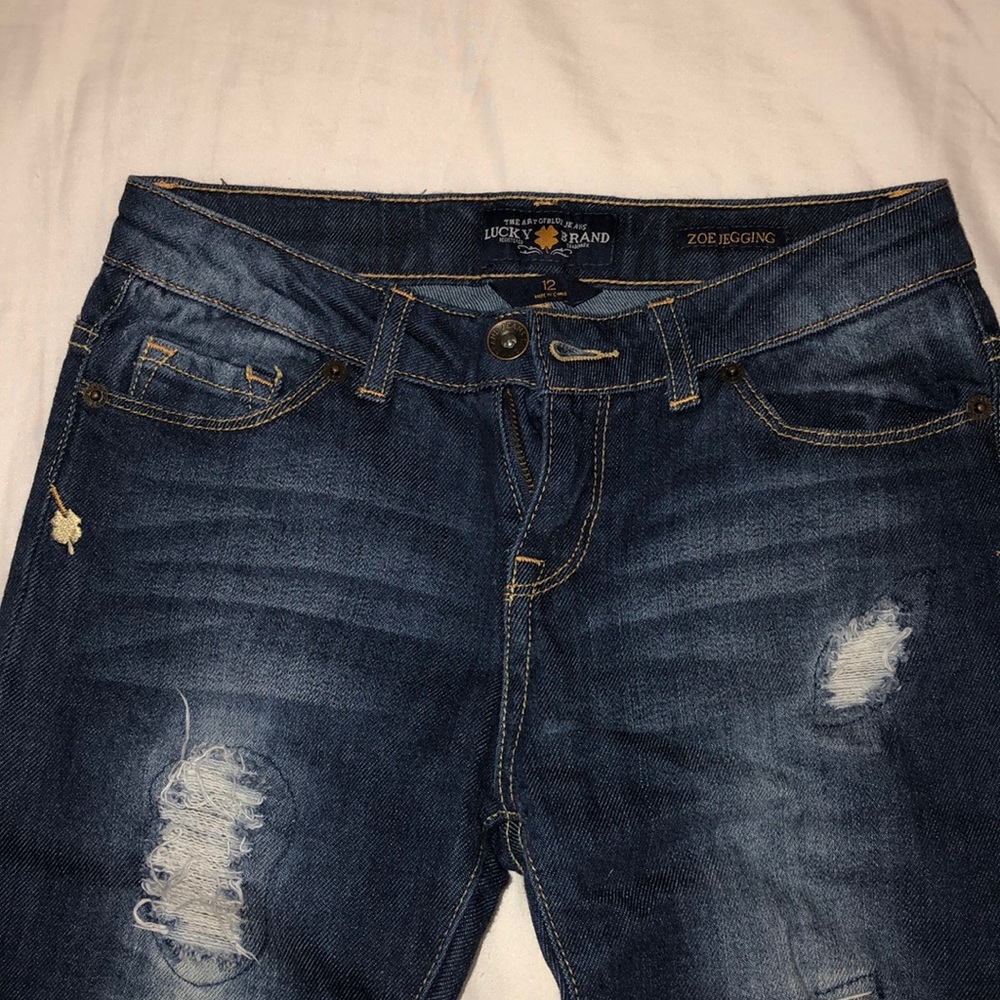 Lucky Brand patched ripped jeans